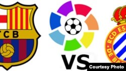 Escudos los equipos FC Barcelona y RCD Español.