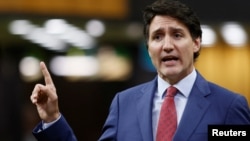 Canada's Prime Minister Trudeau speaks during Question Period in the House of Commons on Parliament Hill in Ottawa