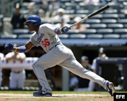 El jugador de los Dodgers Yasiel Puig