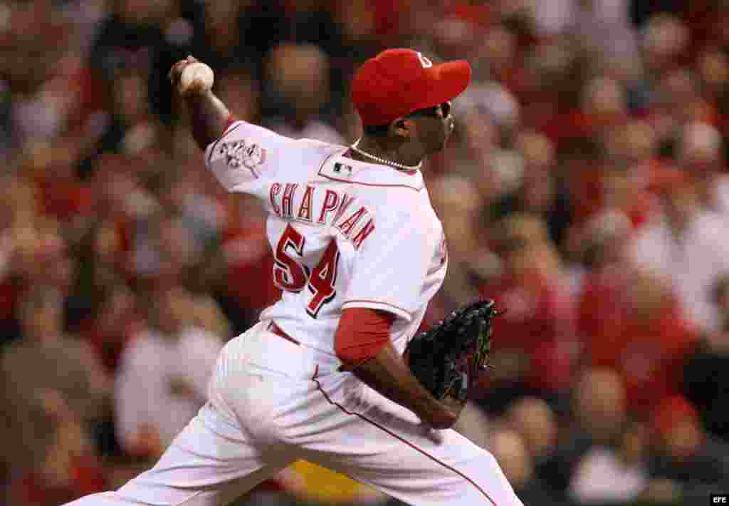 Aroldis Chapman de los Rojos de Cincinnati.