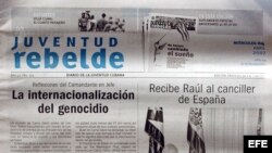 Portada del diario oficial Juventud Rebelde.